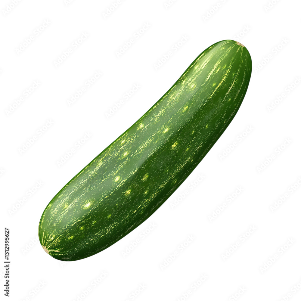 Fresh green cucumber with detailed skin texture isolated on transparent background Fresh green cucumber with detailed skin texture isolated on transparent background