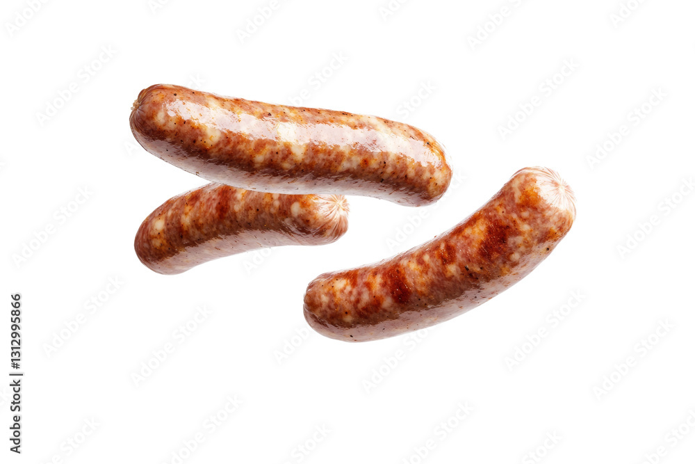 Three hot dogs are flying through the air, isolated Three hot dogs are flying through the air, isolated
