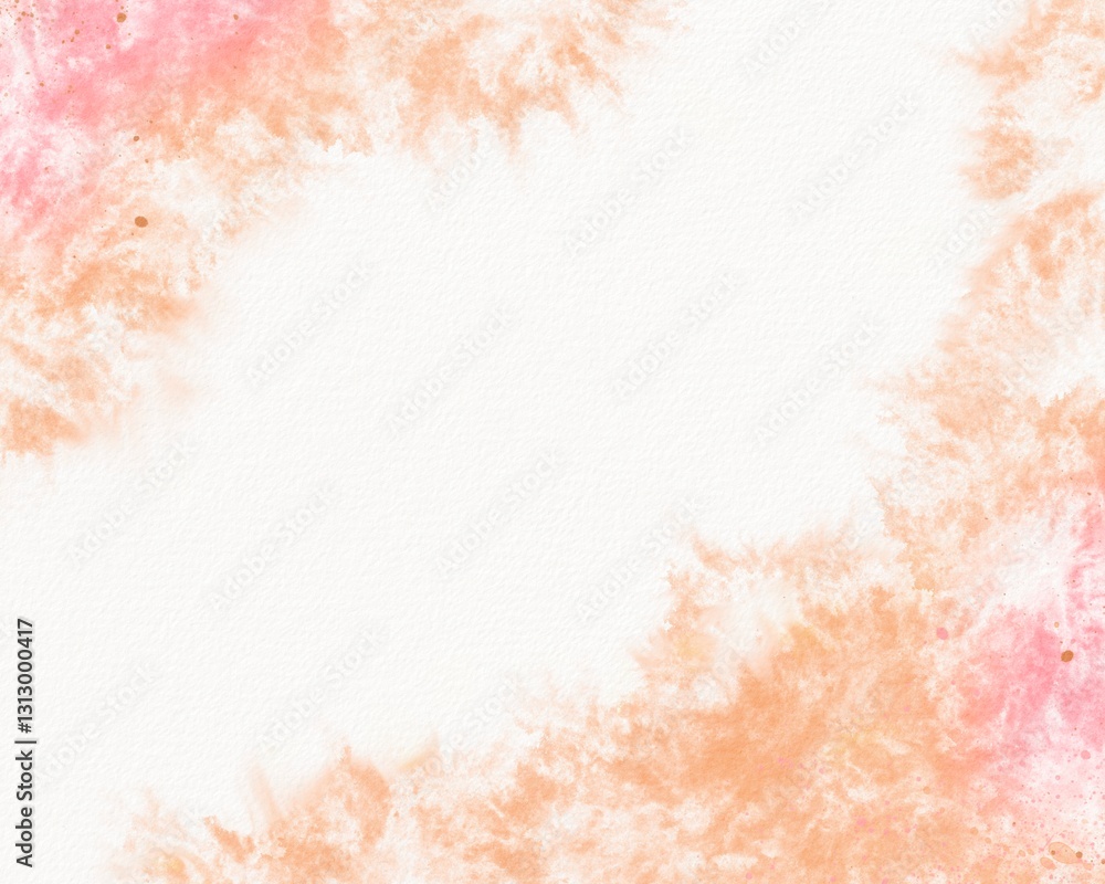 Soft watercolor background with peach and pink tones, creating an elegant abstract border on white textured paper. Perfect for wedding invitations, branding, greeting cards, and artistic projects Soft watercolor background with peach and pink tones, creating an elegant abstract border on white textured paper. Perfect for wedding invitations, branding, greeting cards, and artistic projects
