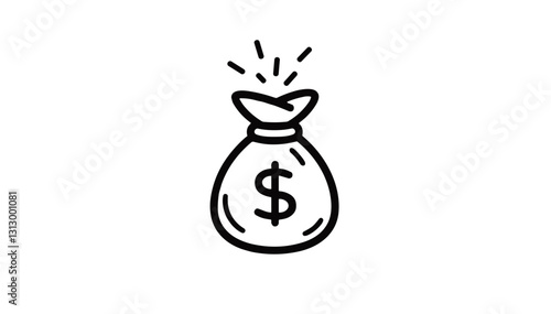 Money bag vector icon symbolizing wealth, savings, and financial success. The bag of money represents banking, investment, and prosperity. Perfect for business, finance, and economic concepts