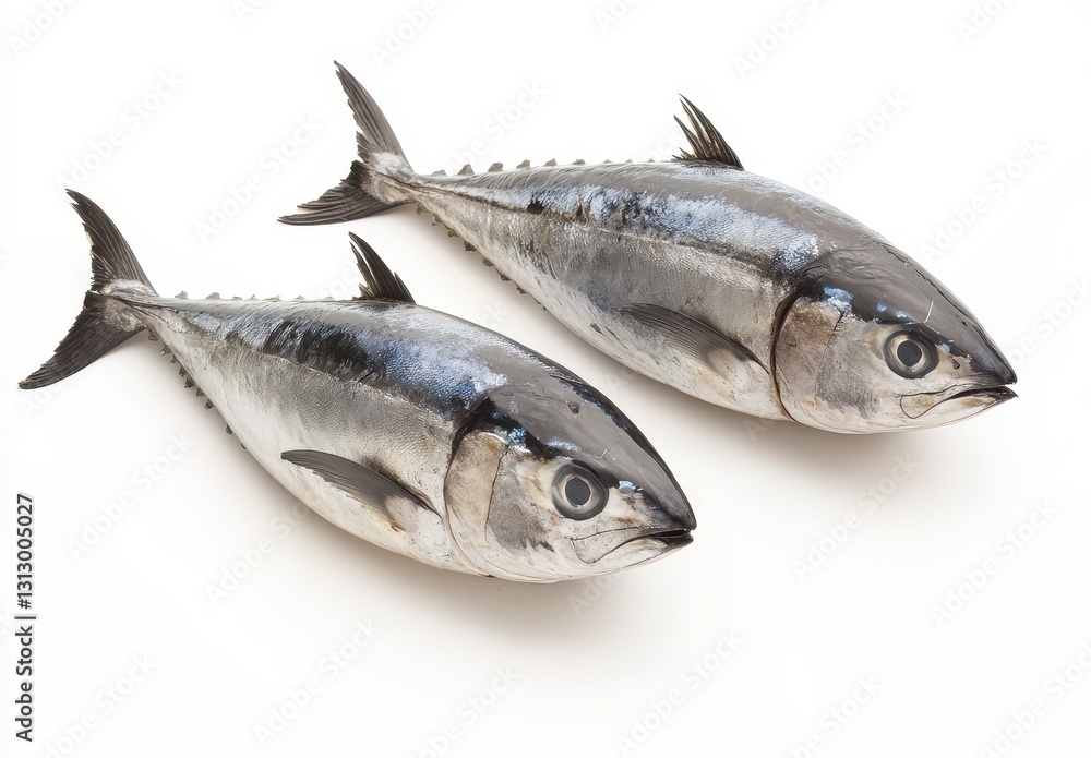 Fresh and Glimmering Whole Fish Pair on White Background Perfect for Culinary or Seafood Related Projects and Healthy Diet Promotions Fresh and Glimmering Whole Fish Pair on White Background Perfect for Culinary or Seafood Related Projects and Healthy Diet Promotions