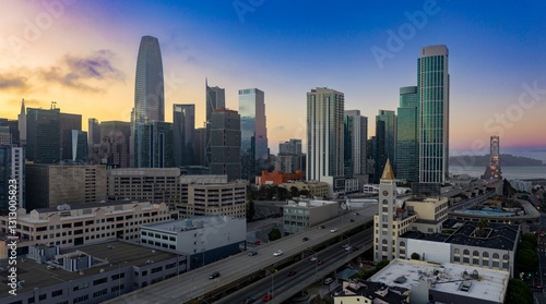 Canvas Print San Francisco, USA, skyline at dusk