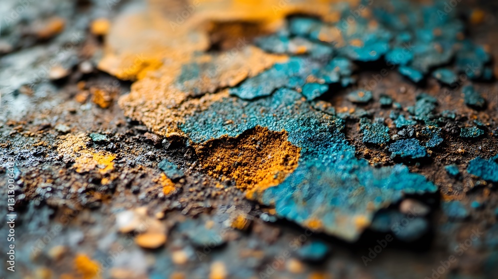 Abstract Texture Macro Photography Blue and Orange Rusty Metal Surface Abstract Texture Macro Photography Blue and Orange Rusty Metal Surface