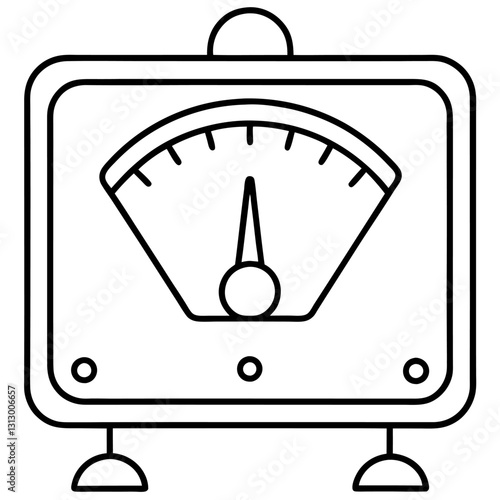 Simple Line Art Voltmeter Vector Illustration – Clipart & Cartoon Design, Minimalist voltmeter line art vector – perfect for clipart, cartoons, and digital designs.