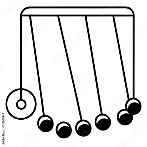 Newton’s Cradle Line Drawing Vector | Minimalist Clipart & Cartoon Illustration,  Minimalist Newton’s cradle line drawing vector illustration for digital use, clipart, and design.