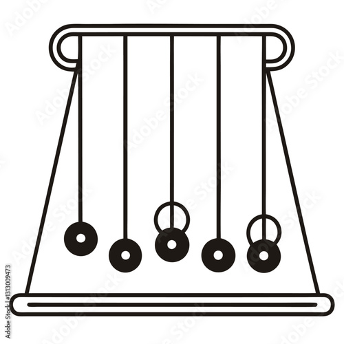 Newton’s Cradle Line Drawing Vector | Minimalist Clipart & Cartoon Illustration,  Minimalist Newton’s cradle line drawing vector illustration for digital use, clipart, and design.