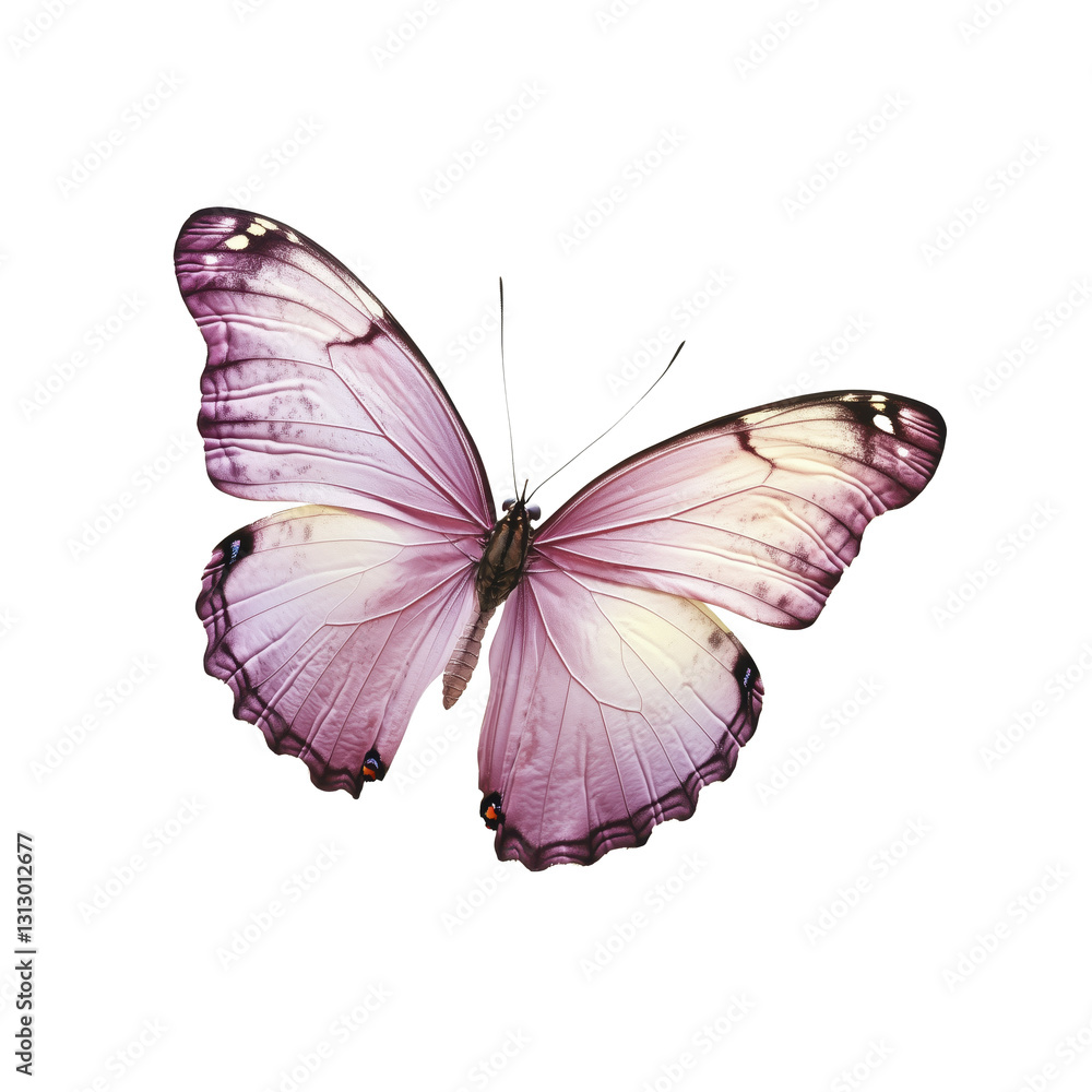 Fototapeta premium Colorful flying butterfly transparent background