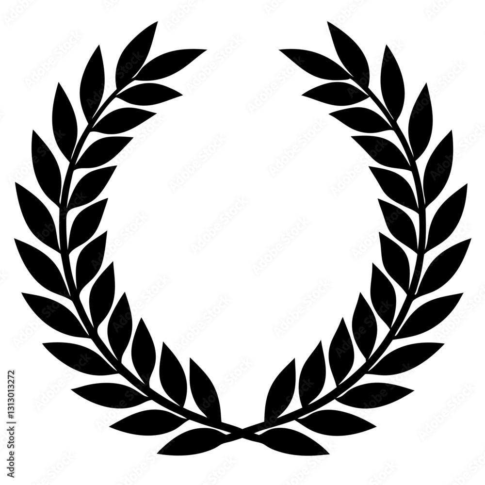 Φωτογραφία Laurel Wreath Vector | Clipart, Line Art & Cartoon Illustration, Elegant laurel wreath vector illustration, perfect for clipart, line art, cartoons, and digital designs