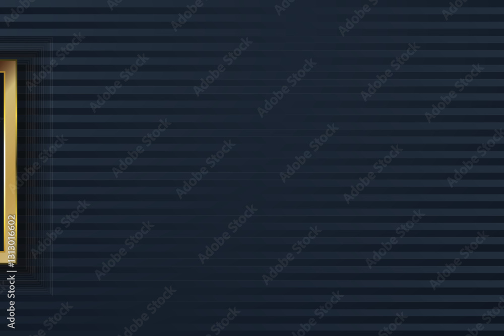 Fototapeta premium Gold frame on dark striped background; website banner