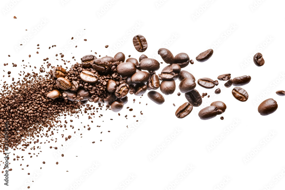 Obraz premium Roasted Coffee Beans Exploding in Air Brown Delightful Energy