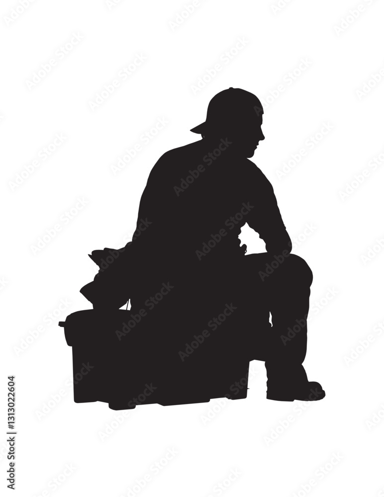 Construction Laborer Silhouette, Construction Worker Silhouette Vector. High-Quality Silhouette Vector