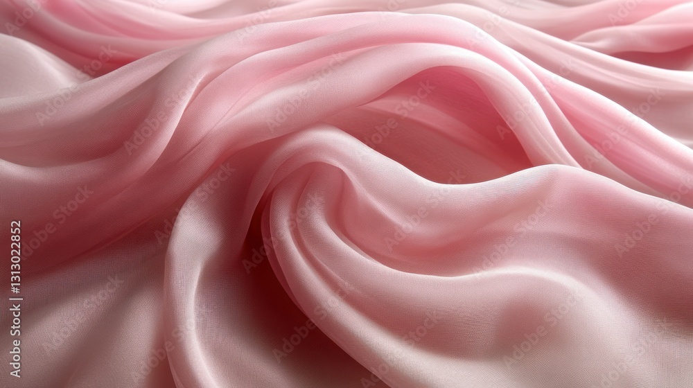 Soft pink silk fabric draped in folds Soft pink silk fabric draped in folds