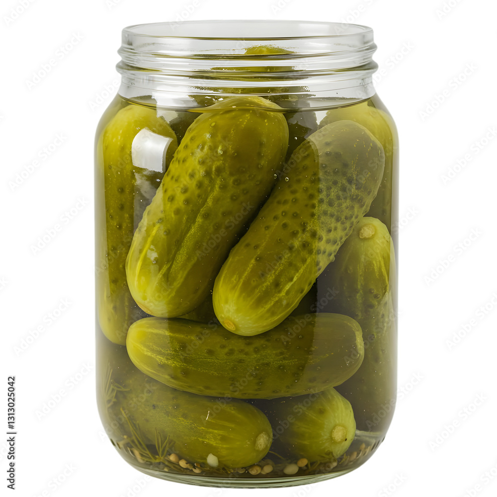 Pickled Cucumbers in Glass Jar on Transparent Background Pickled Cucumbers in Glass Jar on Transparent Background