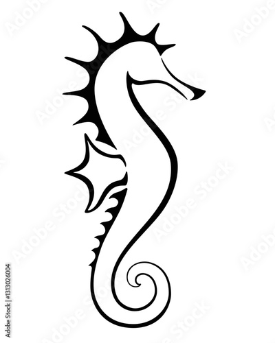 Seahorse stylized vector sign for logo or pictogram. Seahorse - an animal from the ocean - an elegant, stylish icon.	