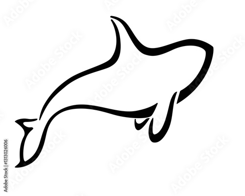 Orca killer whale is a vector stylized sign for a logo or pictogram. Stylized graceful killer whale - a simple print with a marine mammal. grampus	