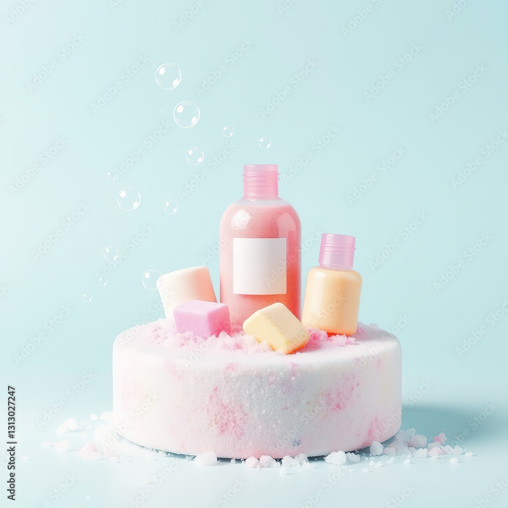 Bath Fizz Bubble Fun: Retail Display Mockup for Spa Products Bath Fizz Bubble Fun: Retail Display Mockup for Spa Products