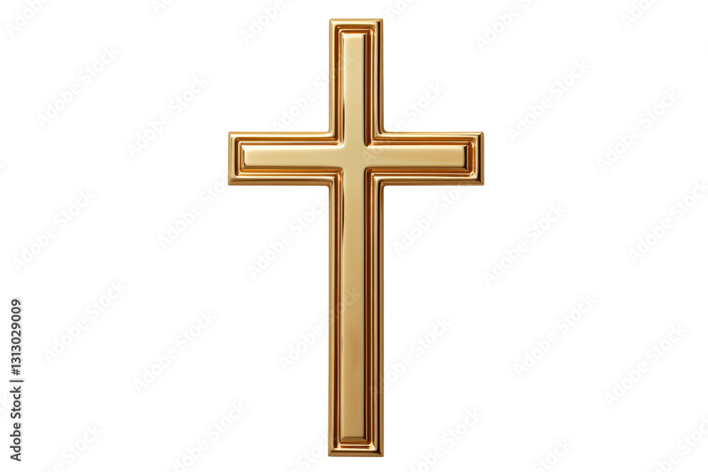 A gold cross isolated on transparent background A gold cross isolated on transparent background