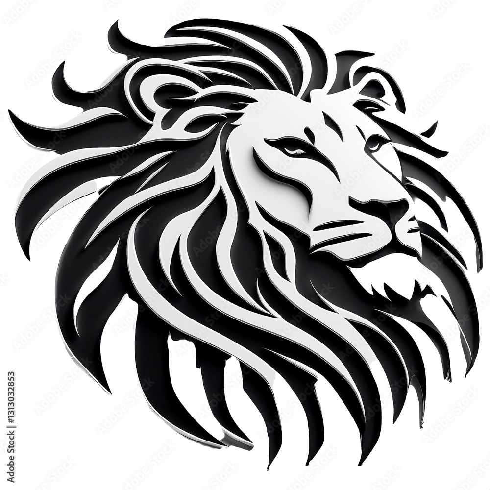Fototapeta premium Sleek Black Lion Logo on White Background