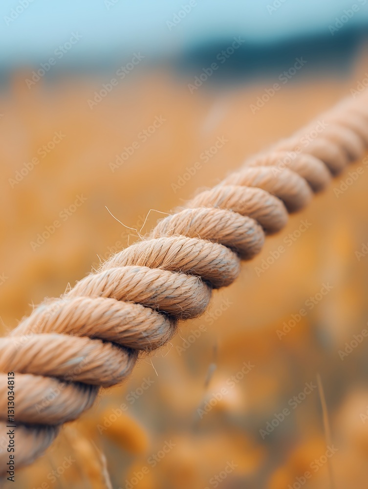 Fototapeta premium The rough hemp rope hanging on the rural wall