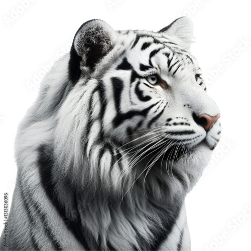 white tiger face isolated on white background