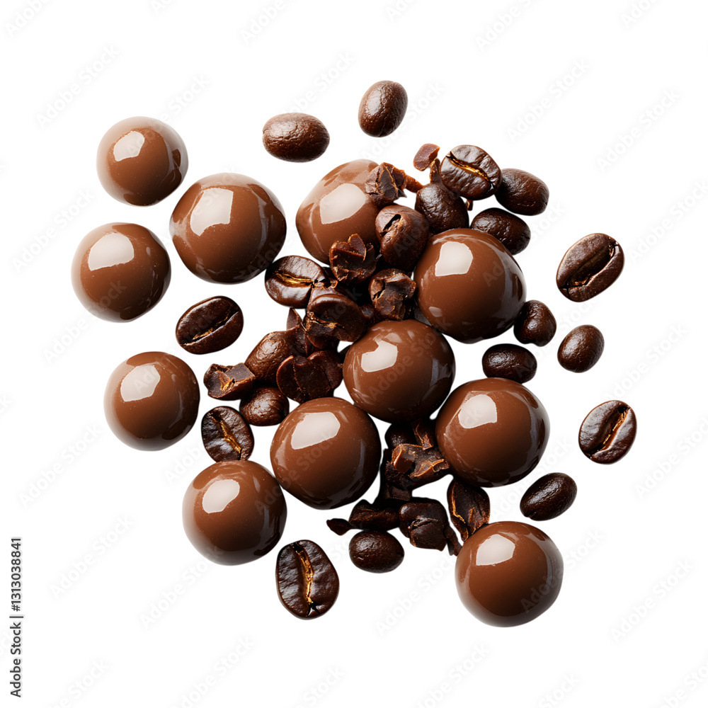 Espresso Caramel Drops Isolated on Transparent Background Espresso Caramel Drops Isolated on Transparent Background