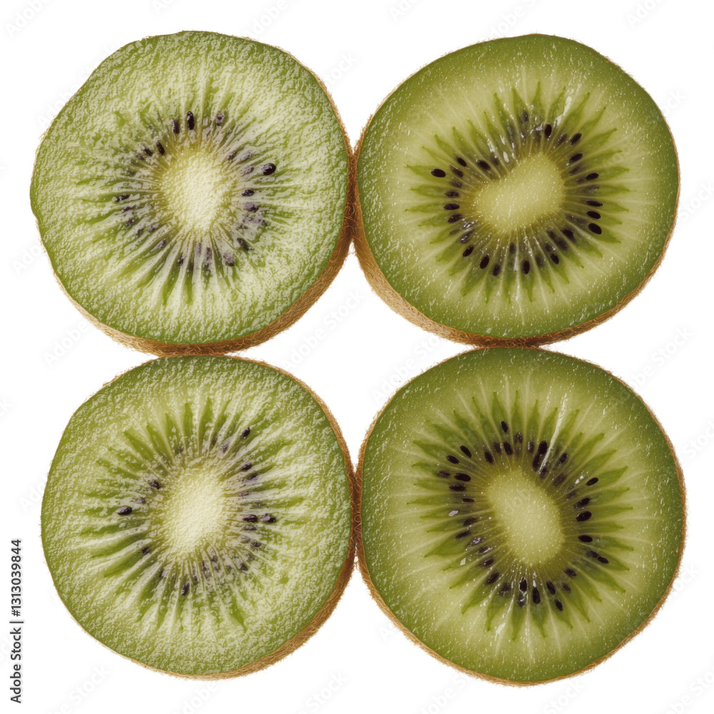 Fototapeta premium Sliced kiwi fruit display kitchen food photography bright top-down