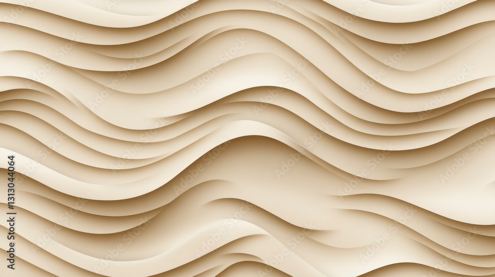 Obraz premium Abstract wavy background featuring layered beige textures that create a soft and serene visual effect for modern design projects