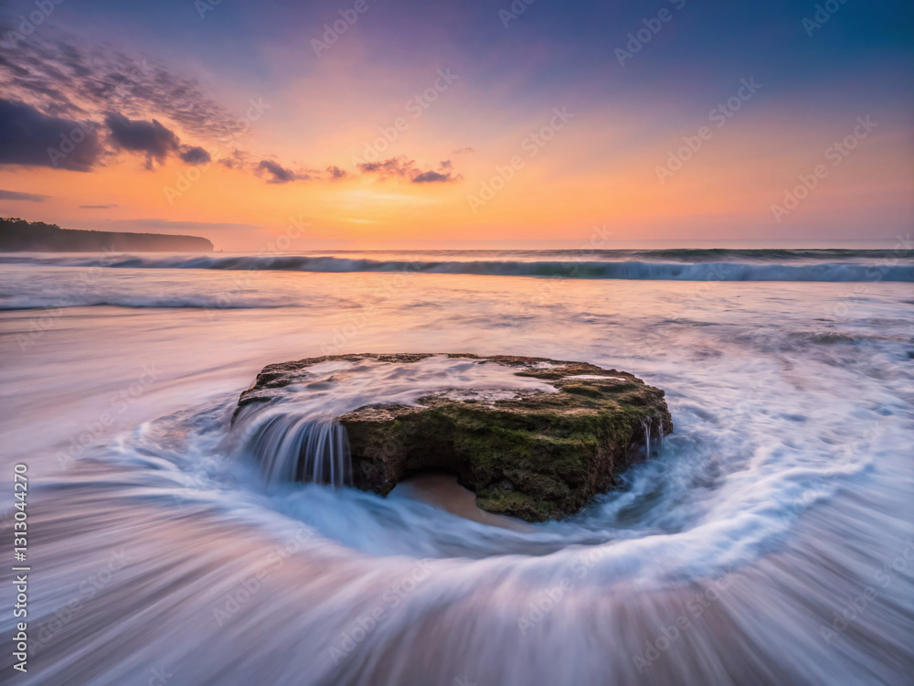 Obraz premium sunset over the sea. sea, sunset, beach, ocean, water, sky, sun, landscape, sunrise, coast, nature, wave, dusk, clouds, cloud, waves, rock, horizon, rocks, summer, seascape, sand, stone, reflection, s