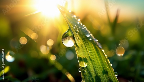 a beautiful drop of morning dew in the sun s rays macro photography natural background