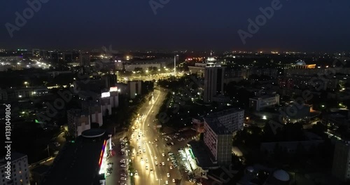 Wallpaper Mural A drone over a lit city at night. A cloudless summer night. Torontodigital.ca