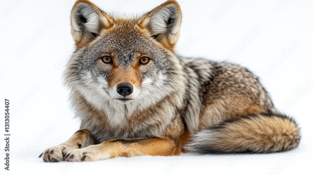 Coyote resting in the snow, winter wildlife portrait Coyote resting in the snow, winter wildlife portrait