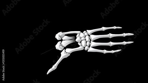 Human Hand Skeleton Anatomy Illustration Palmar View of Right Hand Finger Bones Medical Diagram photo