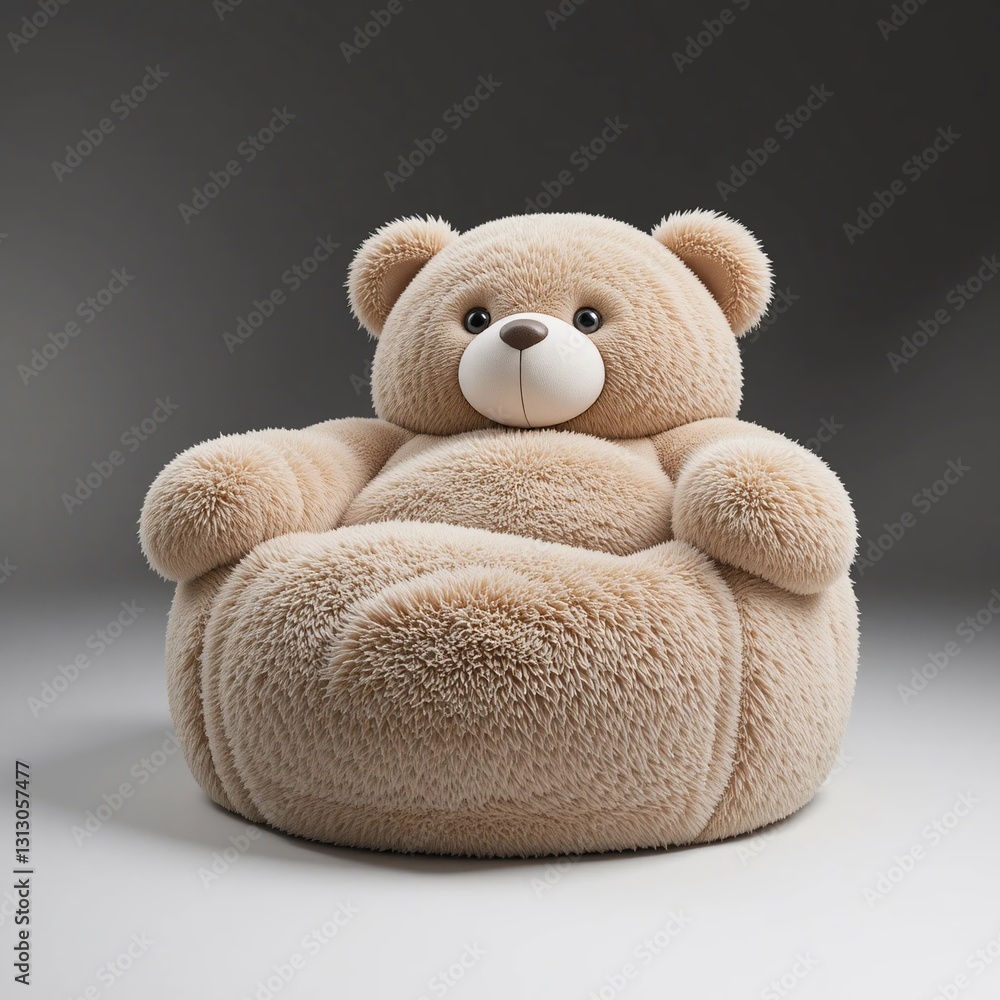 Obraz premium Plush Teddy Bear Shaped Chair Cozy Kids Furniture Soft Furnishings Child s Room Decor
