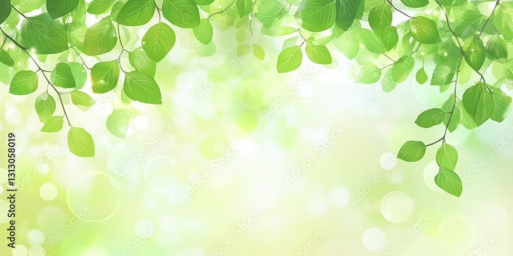 Vibrant Green Leaves and Soft Sunlight Bokeh Background Vibrant Green Leaves and Soft Sunlight Bokeh Background