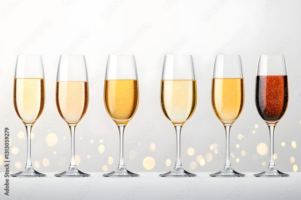 Delicate Crystal Champagne or White Wine Glasses in Sophisticated Transparent Display for New Year s Delicate Crystal Champagne or White Wine Glasses in Sophisticated Transparent Display for New Year s