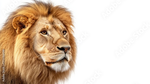 A lion with a mane is staring at the camera