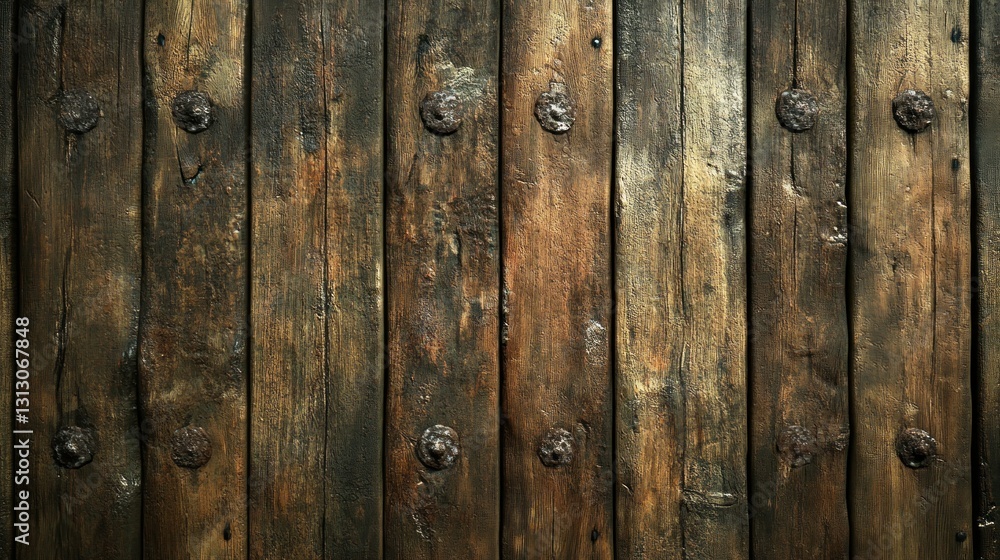 Weathered Wooden Planks with Metal Fasteners Weathered Wooden Planks with Metal Fasteners