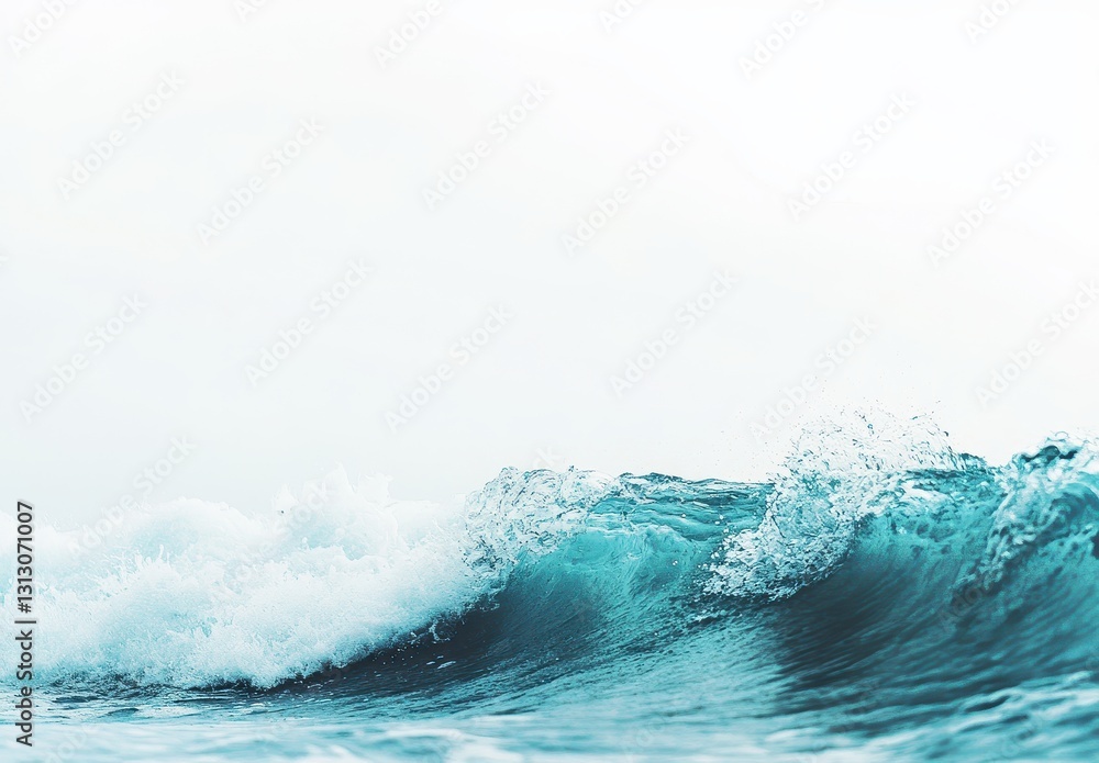 Fototapeta premium Serene Ocean Waves Gently Crashing on the Shore Under a Calm Sky, Evoking Tranquility and Natural Beauty in Seaside Landscapes