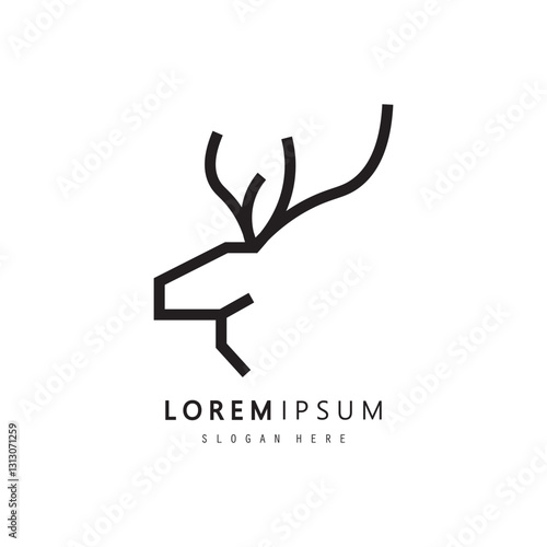 Deer animal logo design illustration.