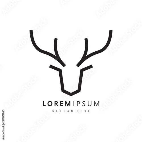 Deer animal logo design illustration.