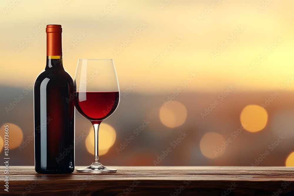 Fototapeta premium Luxurious Cabernet Sauvignon Wine Poured into a Crystalline Glass on a Rustic Wooden Table