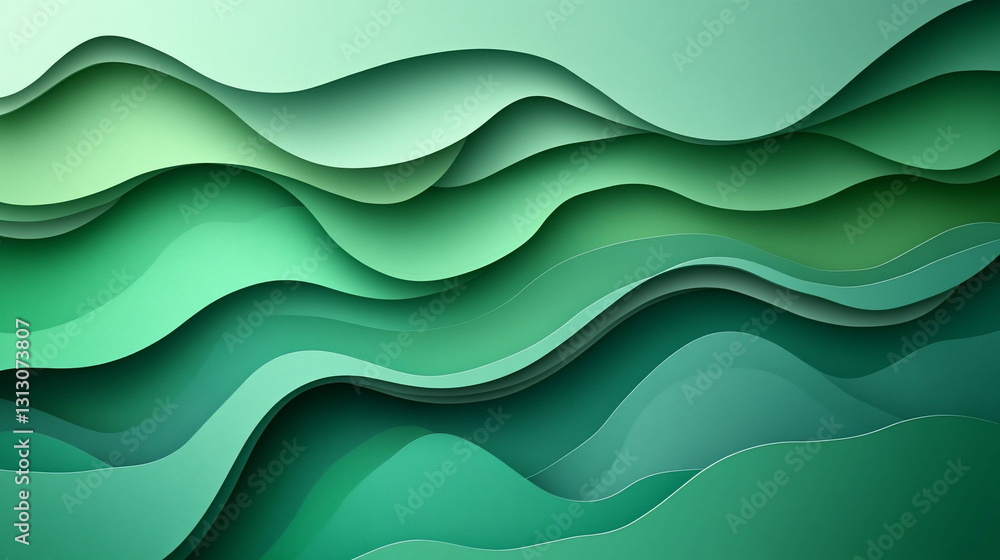 Abstract Green Layered Waves Background Design Abstract Green Layered Waves Background Design