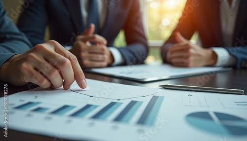 Business person analyzing financial graphs for corporate reports and strategic planning