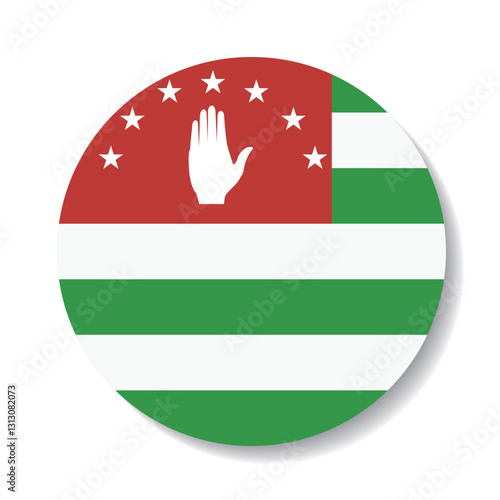 Abkhazia flag. Republic of Abkhazia circle flag. Flag icon. Standard color. Round flag. Computer illustration. Digital illustration. Vector illustration.