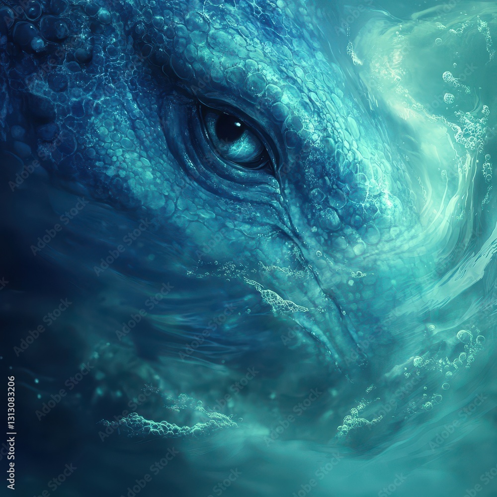 Fototapeta premium A close up view of a mythical blue creature underwater