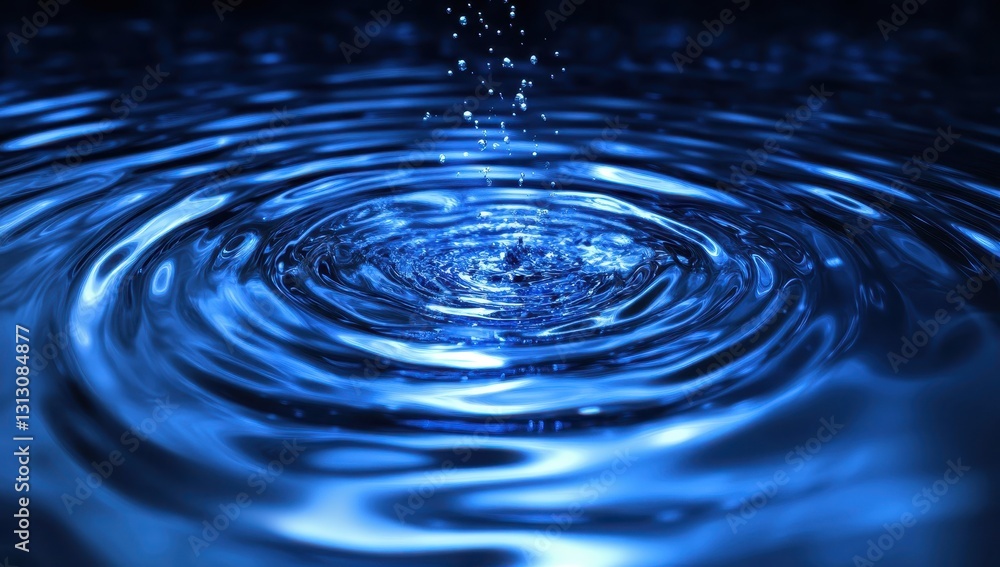 Stunning close-up of rippling blue water surface with dynamic light reflections and captivating water droplets creating mesmerizing patterns Stunning close-up of rippling blue water surface with dynamic light reflections and captivating water droplets creating mesmerizing patterns