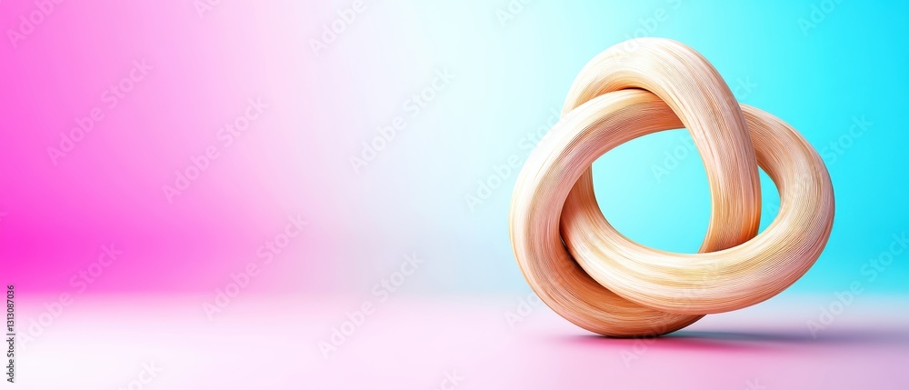 Abstract Wooden Sculpture on Gradient Background in Pastel Colors Abstract Wooden Sculpture on Gradient Background in Pastel Colors
