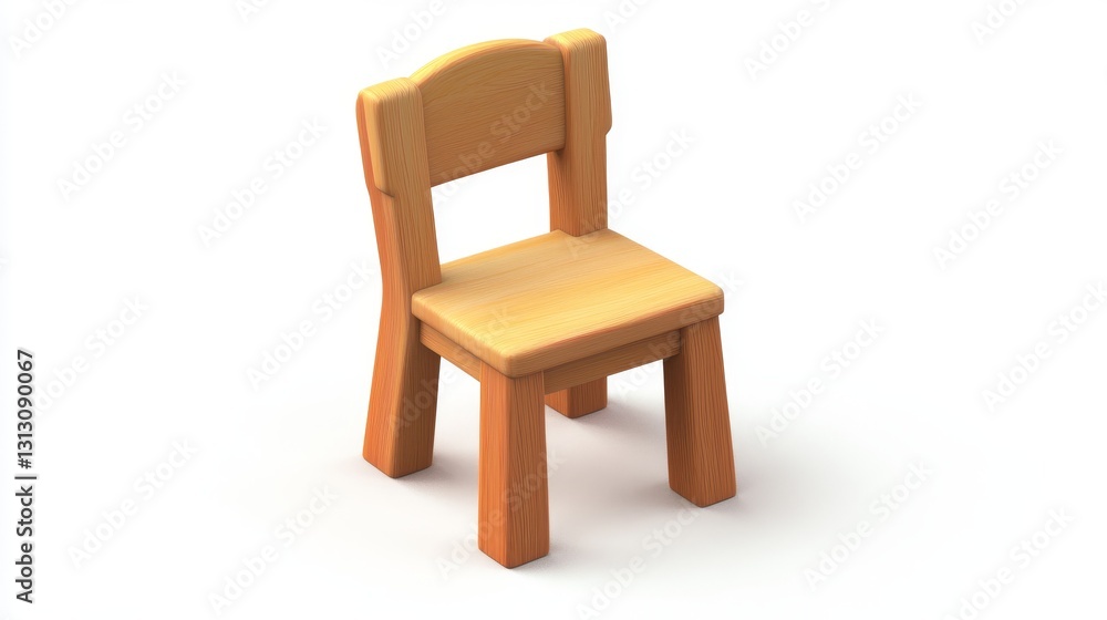 38.A vector image of a small wooden chair with a child-friendly cartoon appearance, complete with rounded corners, bold outlines, and bright pastel shades, shown on a plain white backdrop. 38.A vector image of a small wooden chair with a child-friendly cartoon appearance, complete with rounded corners, bold outlines, and bright pastel shades, shown on a plain white backdrop.