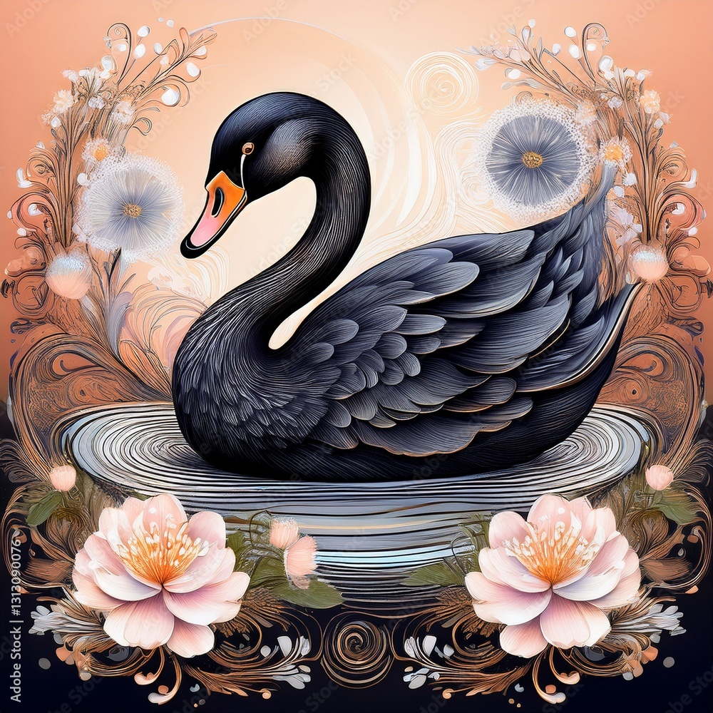 Fototapeta premium Hübscher schwarzer Schwan