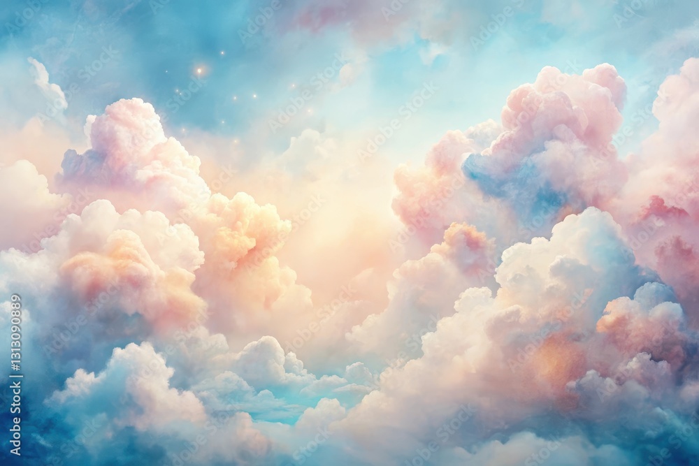 Dreamlike pastel cloudscape, a serene and ethereal sky with soft hues and gentle light Dreamlike pastel cloudscape, a serene and ethereal sky with soft hues and gentle light